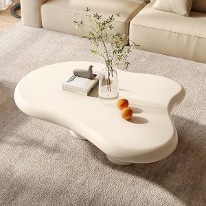 Cloud Coffee Table,Irregular Shape Living Room Coffee Table, 46.06in, White