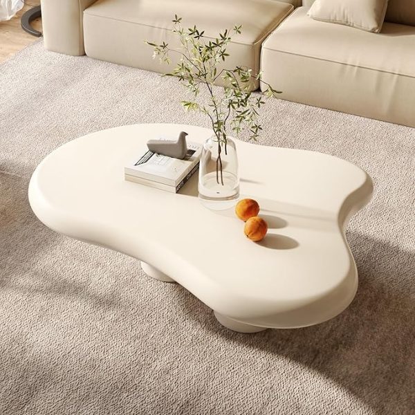 Cloud Coffee Table,Irregular Shape Living Room Coffee Table, 46.06in, White