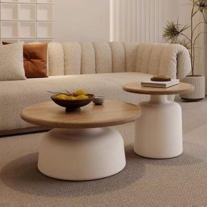 Coffee Table, Cream Style Solid Wood Coffee Table